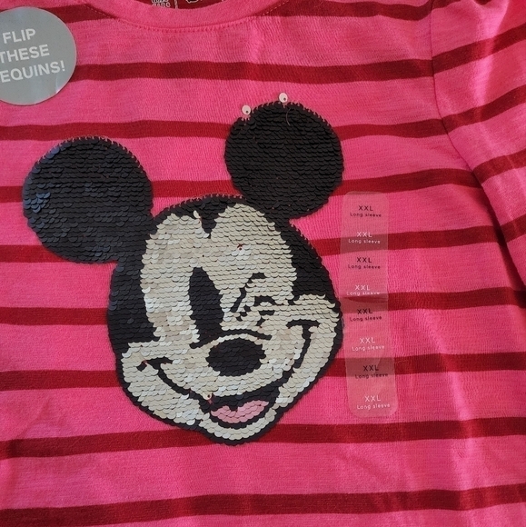 Nnew GAP Kids X Disney striped long sleeve sequins mickey mouse shirt size XXL - Picture 2 of 7